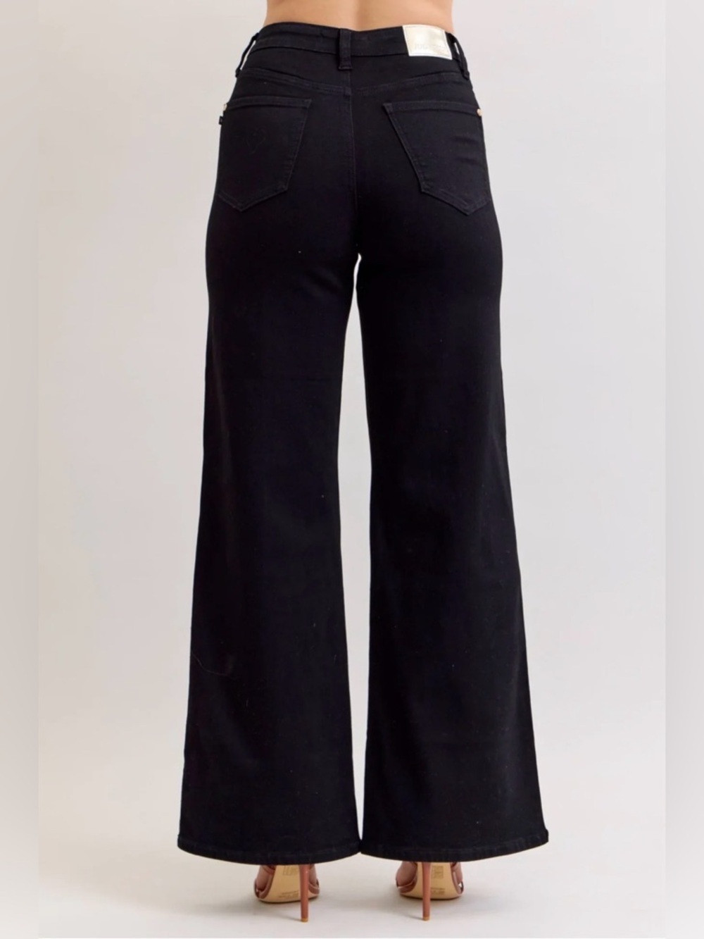 NWT Judy Blue High Waisted Retro Wide Leg Black Denim Jeans Sz 7/28 - Picture 4 of 16